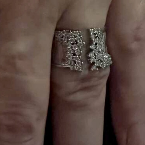 Cubic Zirconia Opening Design Luxury Band Bling, Iced Out Glamorous, Pave Ring 5 - Picture 4 of 8